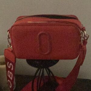 Marc Jacobs Red Textured Crossbody Bag with Silver Hardware